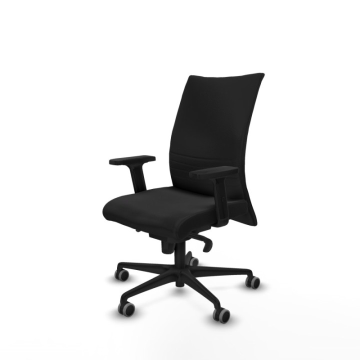 Albacete confidente sincro similpiel negro brazos 2D base nailon ruedas 65mm engomadas