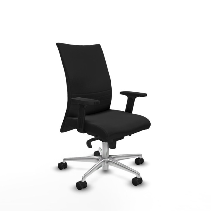 Albacete confidente sincro similpiel negro brazos 2D base aluminio ruedas 65 mm nailon