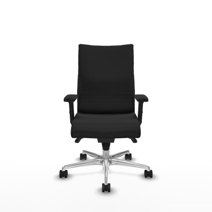 Albacete confidente sincro similpiel negro brazos 2D base aluminio ruedas 65 mm nailon