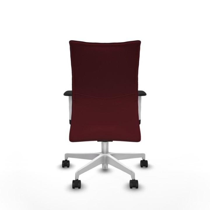 Albacete confidente sincro similpiel granate brazos 1D blancos base blanca ruedas 65 mm nailon