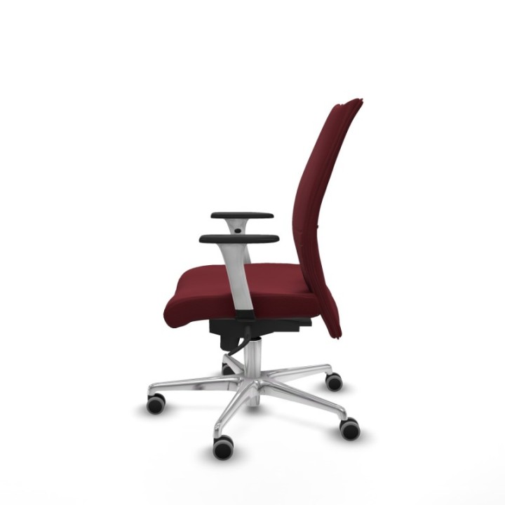 Albacete confidente sincro similpiel granate brazos 1D blancos base aluminio ruedas 65mm engomadas