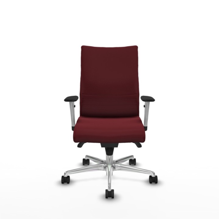 Albacete confidente sincro similpiel granate brazos 1D blancos base aluminio ruedas 65 mm nailon