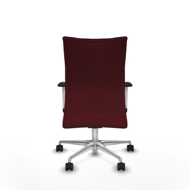 Albacete confidente sincro similpiel granate brazos 1D blancos base aluminio ruedas 65 mm nailon