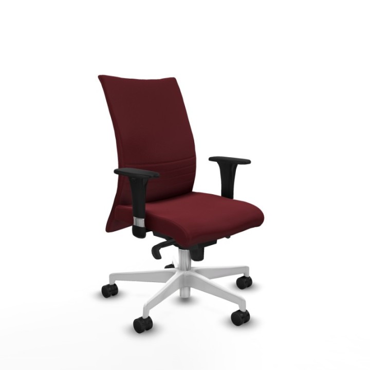 Albacete confidente sincro similpiel granate brazos 1D base blanca ruedas 65 mm nailon