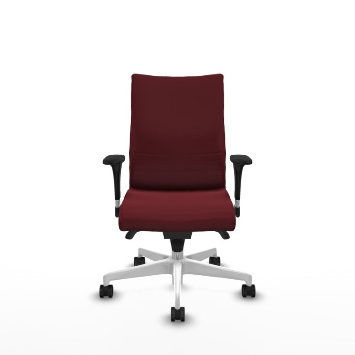 Albacete confidente sincro similpiel granate brazos 1D base blanca ruedas 65 mm nailon