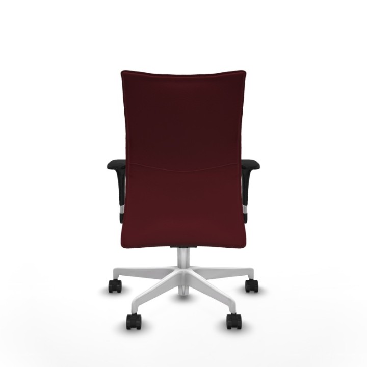 Albacete confidente sincro similpiel granate brazos 1D base blanca ruedas 65 mm nailon