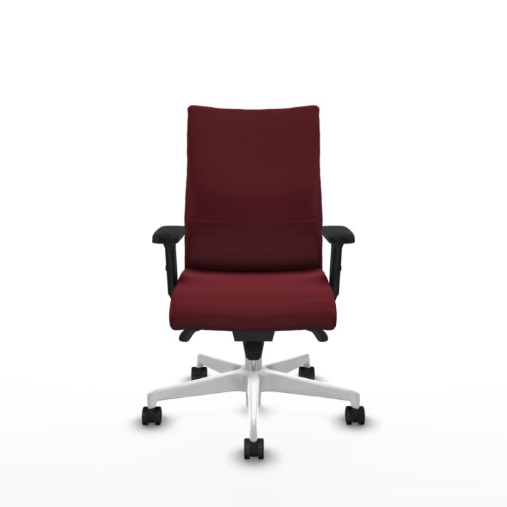 Albacete confidente sincro similpiel granate brazos 2D base blanca ruedas 65 mm nailon