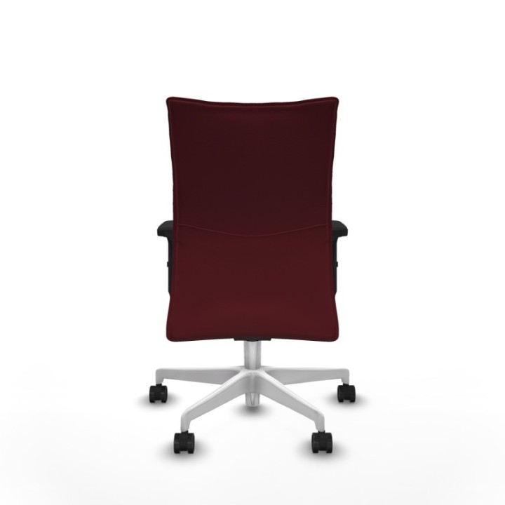 Albacete confidente sincro similpiel granate brazos 2D base blanca ruedas 65 mm nailon