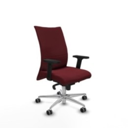 Albacete confidente sincro similpiel granate brazos 2D base aluminio ruedas 65mm engomadas