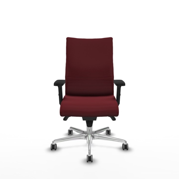 Albacete confidente sincro similpiel granate brazos 2D base aluminio ruedas 65mm engomadas