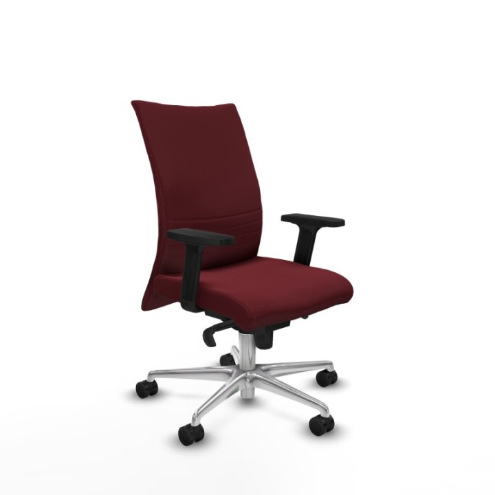 Albacete confidente sincro similpiel granate brazos 2D base aluminio ruedas 65 mm nailon