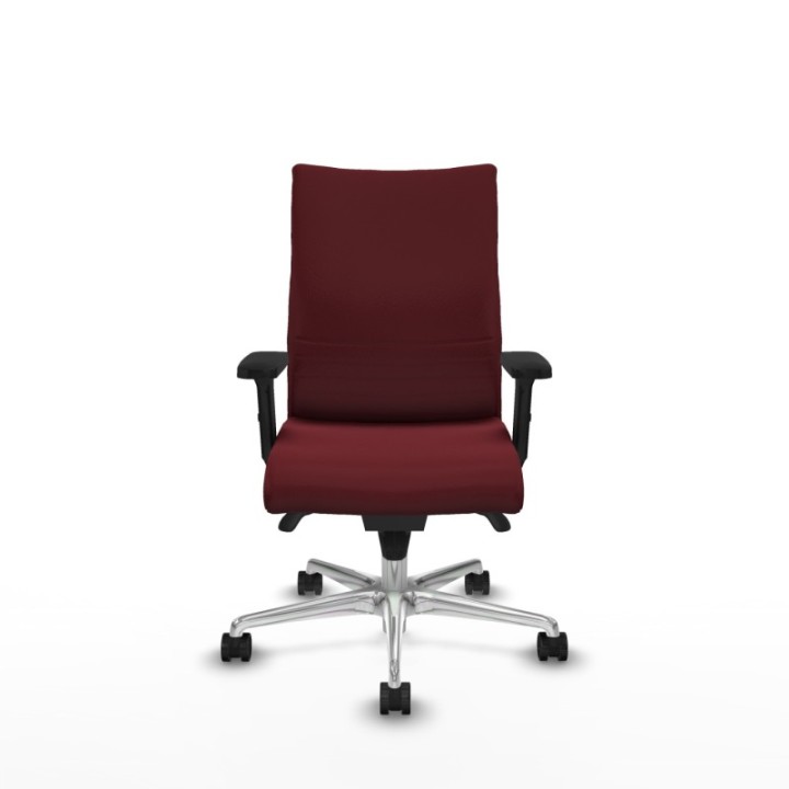 Albacete confidente sincro similpiel granate brazos 2D base aluminio ruedas 65 mm nailon