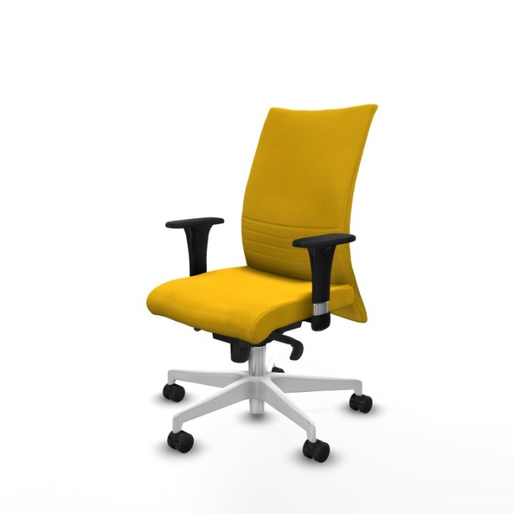 Albacete confidente XL sincro bali amarillo brazos 1D cromados base blanca ruedas 65 mm nailon