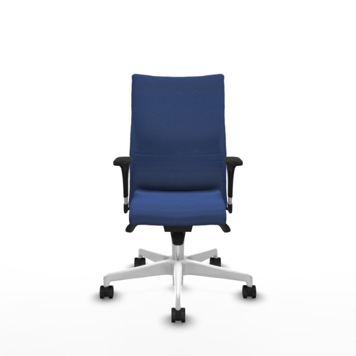 Albacete confidente XL sincro bali azul marino brazos 1D cromados base blanca ruedas 65 mm nailon