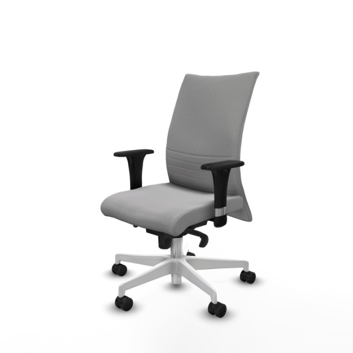 Albacete confidente XL sincro bali gris claro brazos 1D cromados base blanca ruedas 65 mm nailon