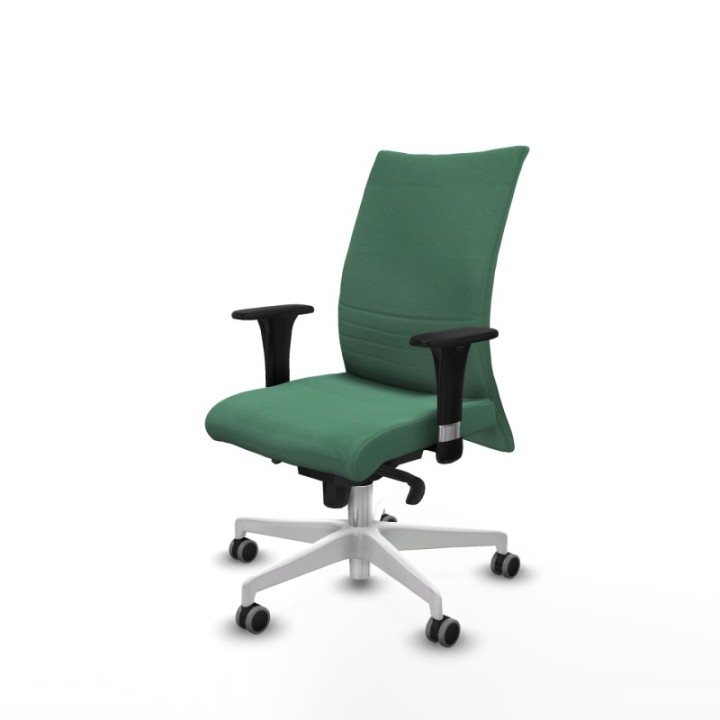 Albacete confidente XL sincro bali verde esmeralda brazos 1D cromados base blanca ruedas 65mm engomadas