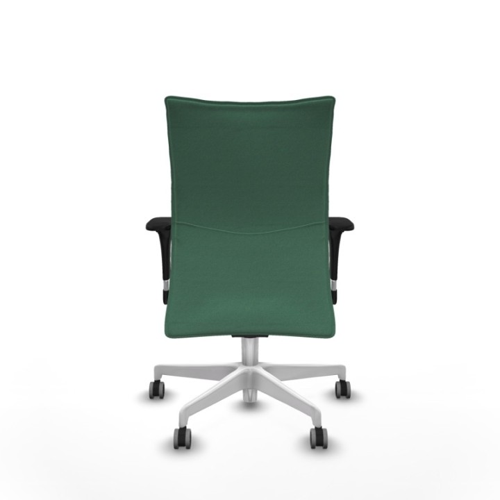 Albacete confidente XL sincro bali verde esmeralda brazos 1D cromados base blanca ruedas 65mm engomadas