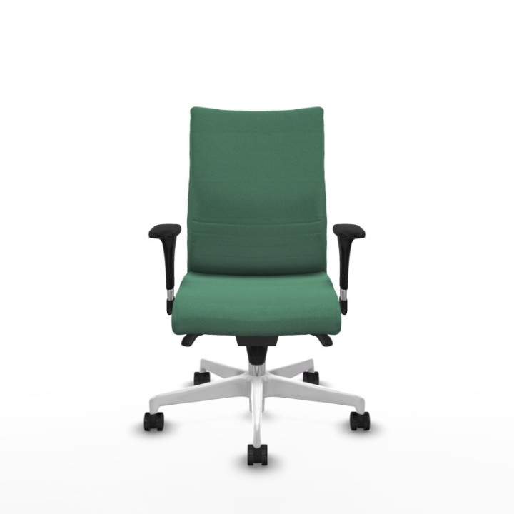 Albacete confidente XL sincro bali verde esmeralda brazos 1D cromados base blanca ruedas 65 mm nailon