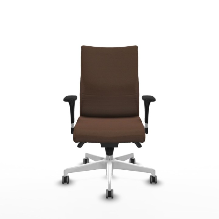 Albacete confidente XL sincro bali marrón oscuro brazos 1D cromados base blanca ruedas 65mm engomadas