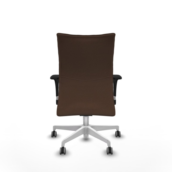 Albacete confidente XL sincro bali marrón oscuro brazos 1D cromados base blanca ruedas 65mm engomadas