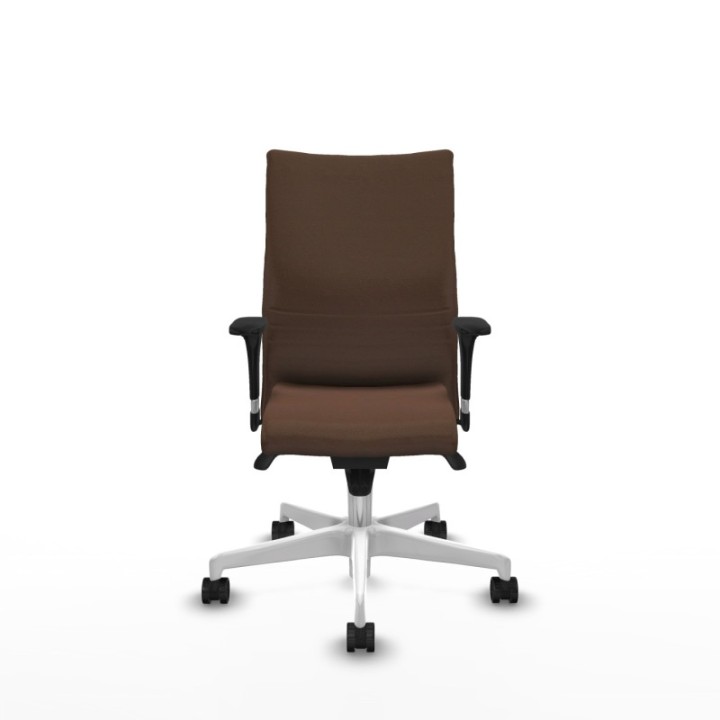 Albacete confidente XL sincro bali marrón oscuro brazos 1D cromados base blanca ruedas 65 mm nailon