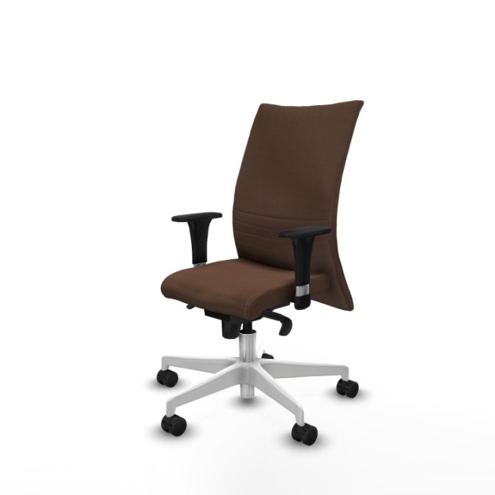 Albacete confidente XL sincro bali marrón oscuro brazos 1D cromados base blanca ruedas 65 mm nailon