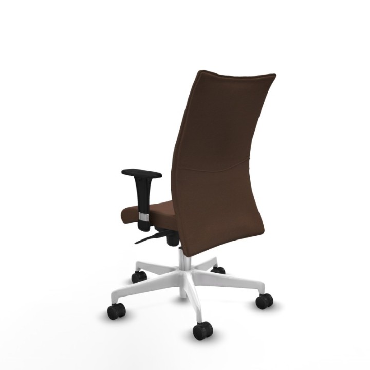 Albacete confidente XL sincro bali marrón oscuro brazos 1D cromados base blanca ruedas 65 mm nailon