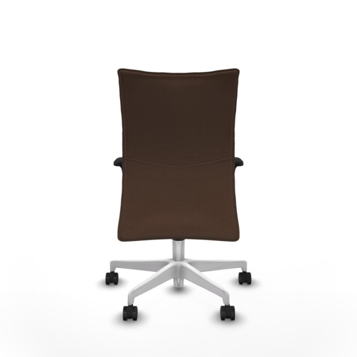 Albacete confidente XL sincro bali marrón oscuro brazos 1D cromados base blanca ruedas 65 mm nailon