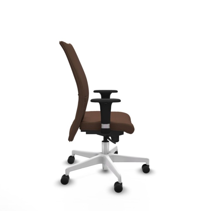 Albacete confidente XL sincro bali marrón oscuro brazos 1D cromados base blanca ruedas 65 mm nailon