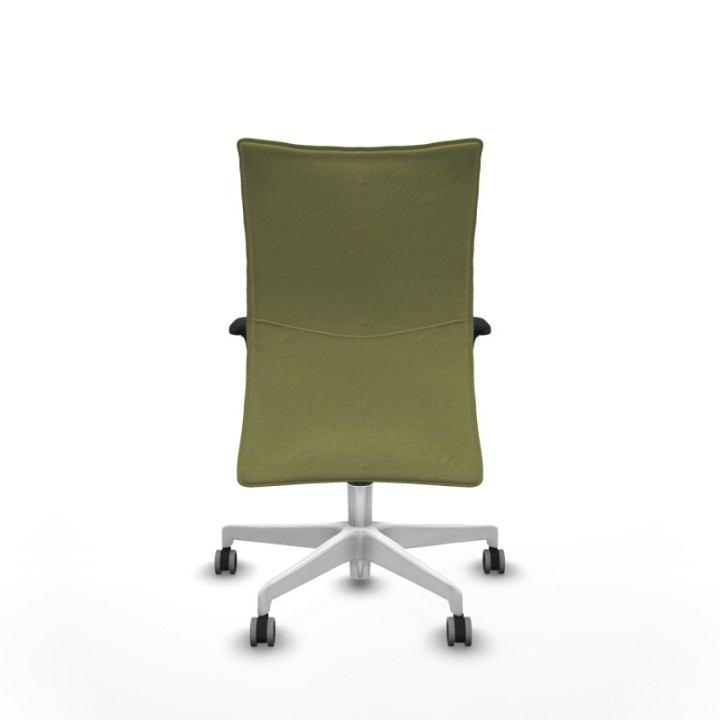 Albacete confidente XL sincro bali verde oliva brazos 1D cromados base blanca ruedas 65mm engomadas