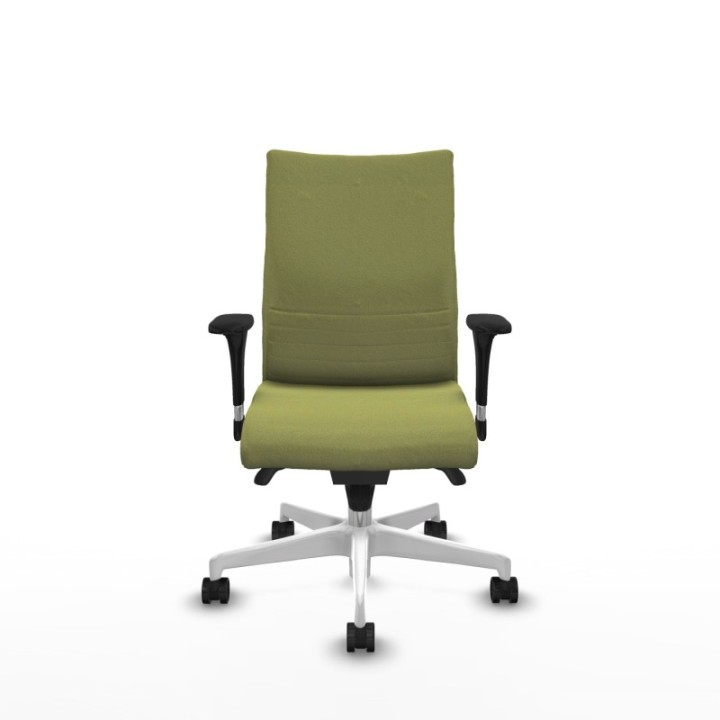 Albacete confidente XL sincro bali verde oliva brazos 1D cromados base blanca ruedas 65 mm nailon