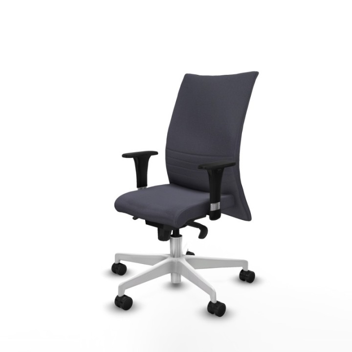 Albacete confidente XL sincro bali gris oscuro brazos 1D cromados base blanca ruedas 65 mm nailon