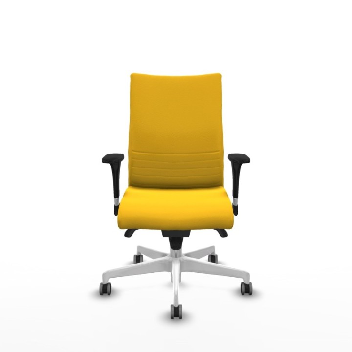 Albacete confidente XL sincro similpiel amarillo brazos 1D cromados base blanca ruedas 65mm engomadas