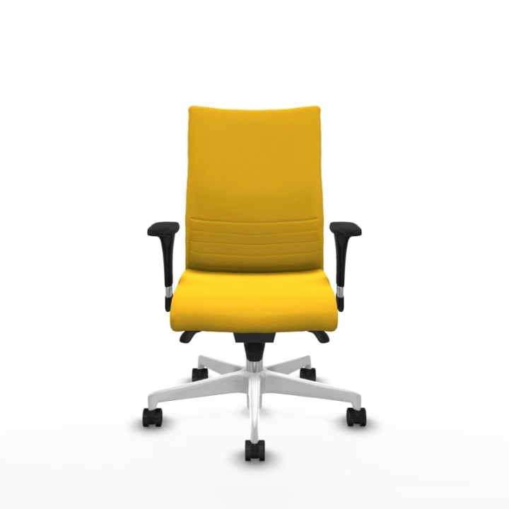 Albacete confidente XL sincro similpiel amarillo brazos 1D cromados base blanca ruedas 65 mm nailon