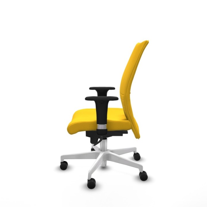 Albacete confidente XL sincro similpiel amarillo brazos 1D cromados base blanca ruedas 65 mm nailon