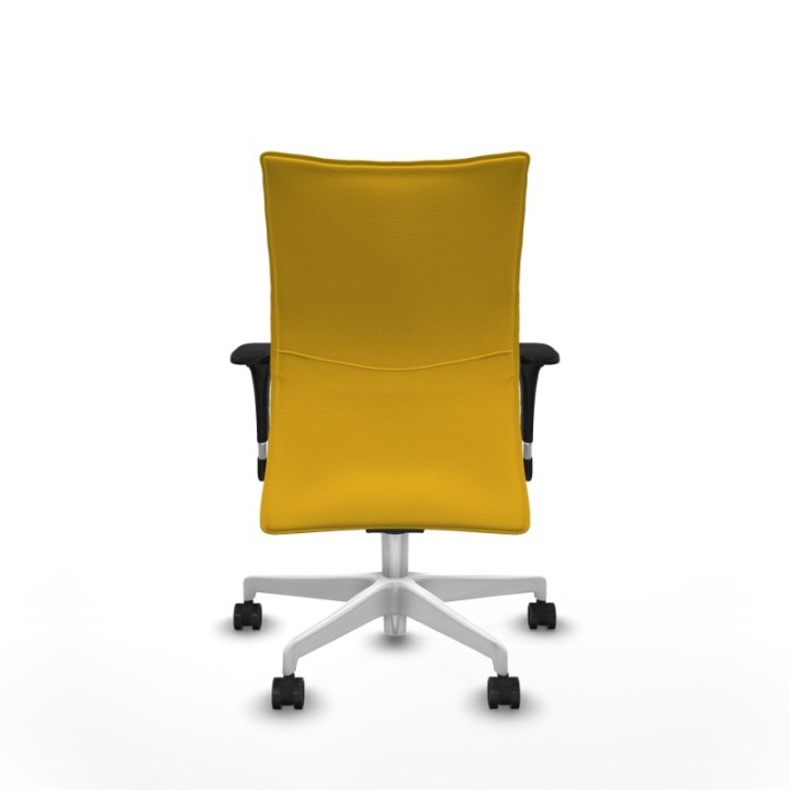 Albacete confidente XL sincro similpiel amarillo brazos 1D cromados base blanca ruedas 65 mm nailon