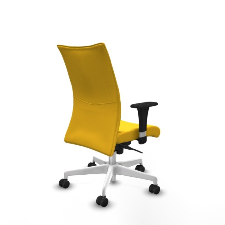 Albacete confidente XL sincro similpiel amarillo brazos 1D cromados base blanca ruedas 65 mm nailon