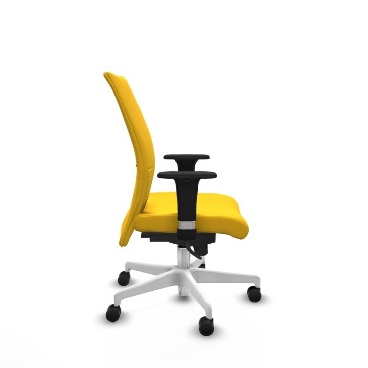 Albacete confidente XL sincro similpiel amarillo brazos 1D cromados base blanca ruedas 65 mm nailon