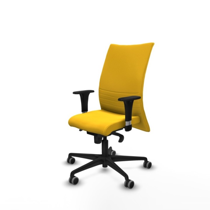 Albacete confidente XL sincro similpiel amarillo brazos 1D cromados base nailon ruedas 65mm engomadas