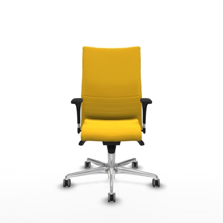 Albacete confidente XL sincro similpiel amarillo brazos 1D cromados base aluminio ruedas 65mm engomadas