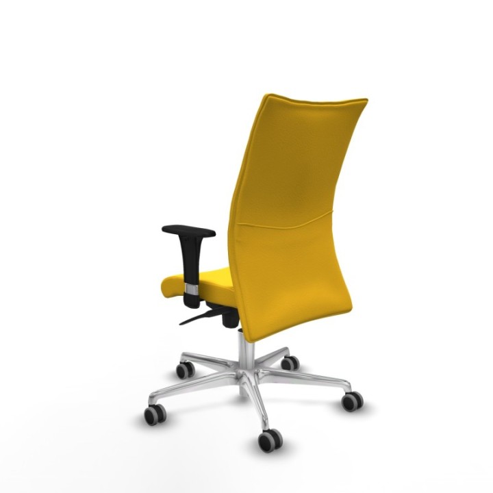 Albacete confidente XL sincro similpiel amarillo brazos 1D cromados base aluminio ruedas 65mm engomadas