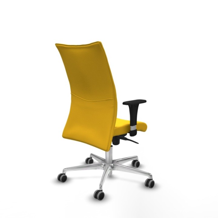 Albacete confidente XL sincro similpiel amarillo brazos 1D cromados base aluminio ruedas 65mm engomadas