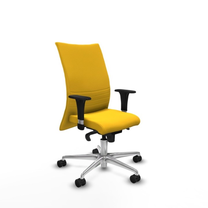 Albacete confidente XL sincro similpiel amarillo brazos 1D cromados base aluminio ruedas 65 mm nailon