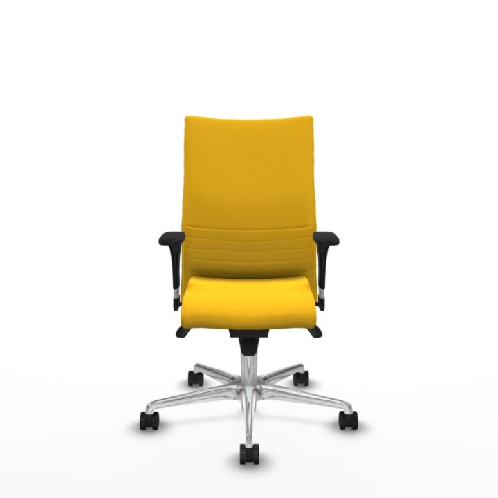 Albacete confidente XL sincro similpiel amarillo brazos 1D cromados base aluminio ruedas 65 mm nailon