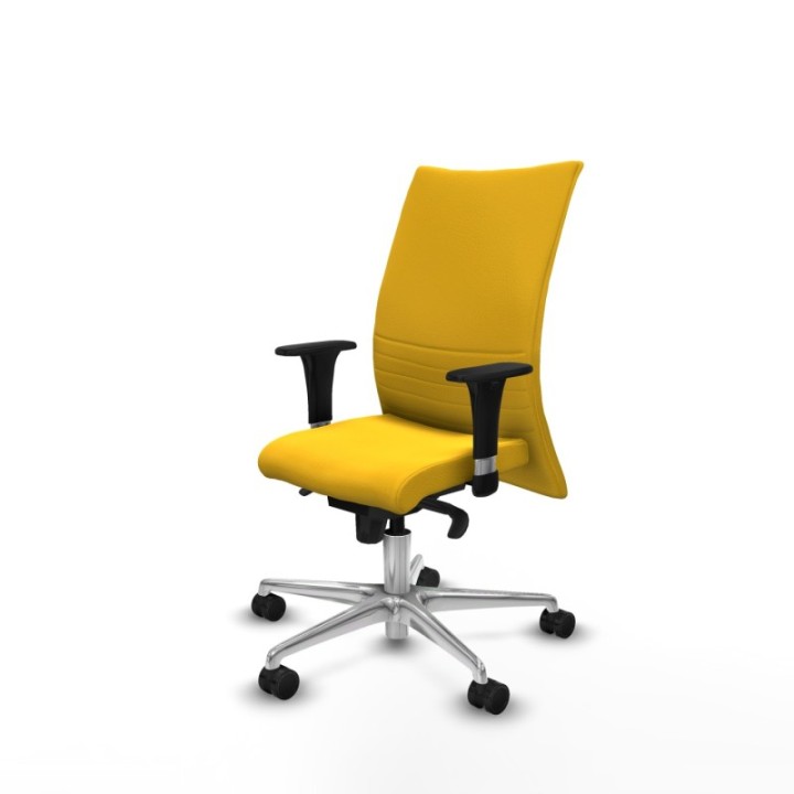 Albacete confidente XL sincro similpiel amarillo brazos 1D cromados base aluminio ruedas 65 mm nailon