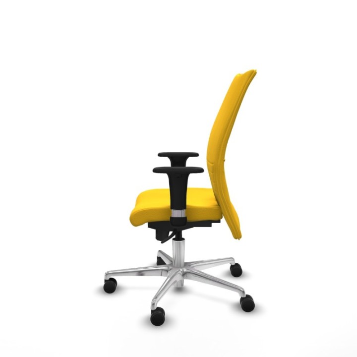 Albacete confidente XL sincro similpiel amarillo brazos 1D cromados base aluminio ruedas 65 mm nailon