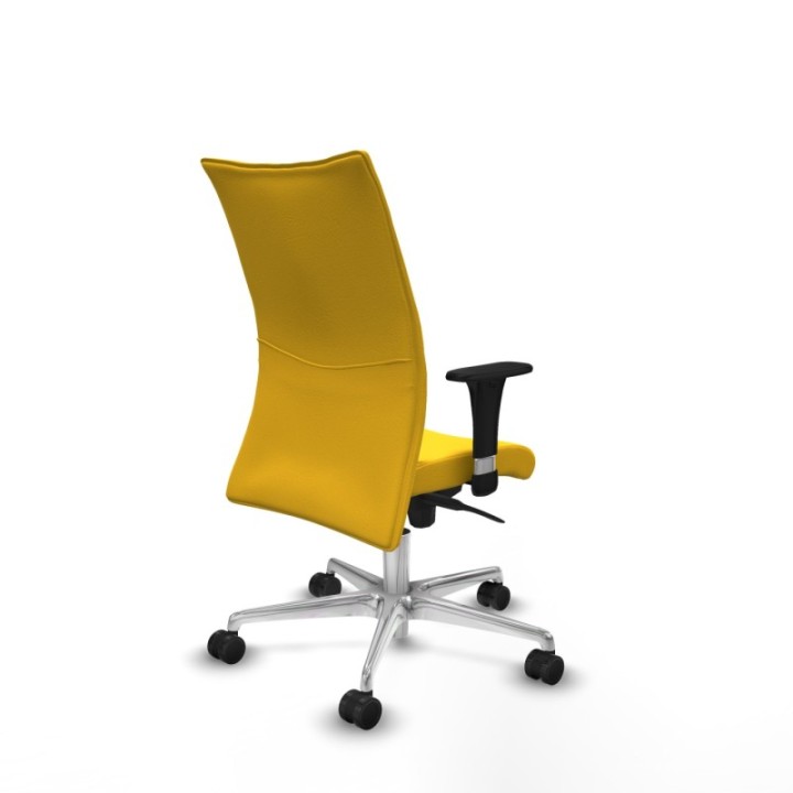 Albacete confidente XL sincro similpiel amarillo brazos 1D cromados base aluminio ruedas 65 mm nailon