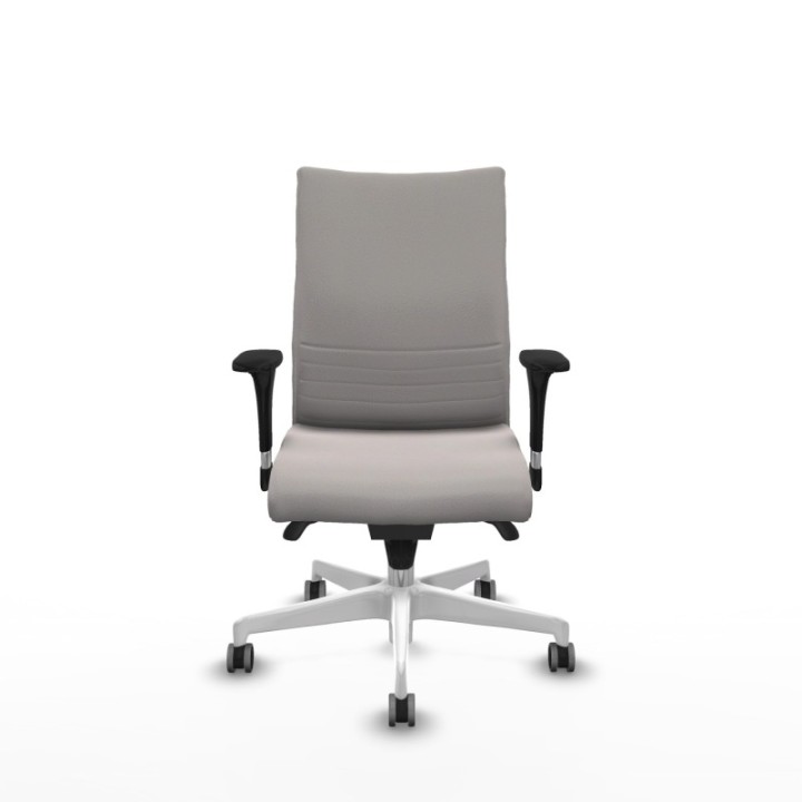 Albacete confidente XL sincro similpiel blanco brazos 1D cromados base blanca ruedas 65mm engomadas