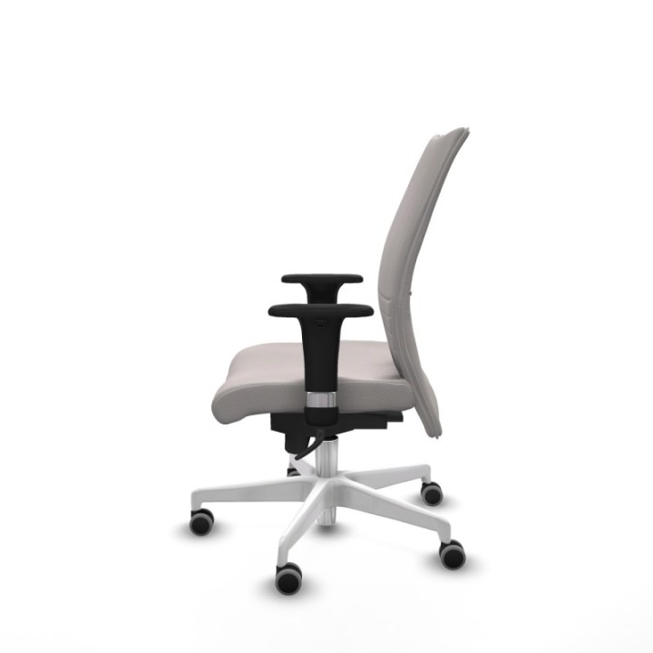 Albacete confidente XL sincro similpiel blanco brazos 1D cromados base blanca ruedas 65mm engomadas