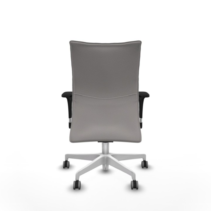 Albacete confidente XL sincro similpiel blanco brazos 1D cromados base blanca ruedas 65mm engomadas